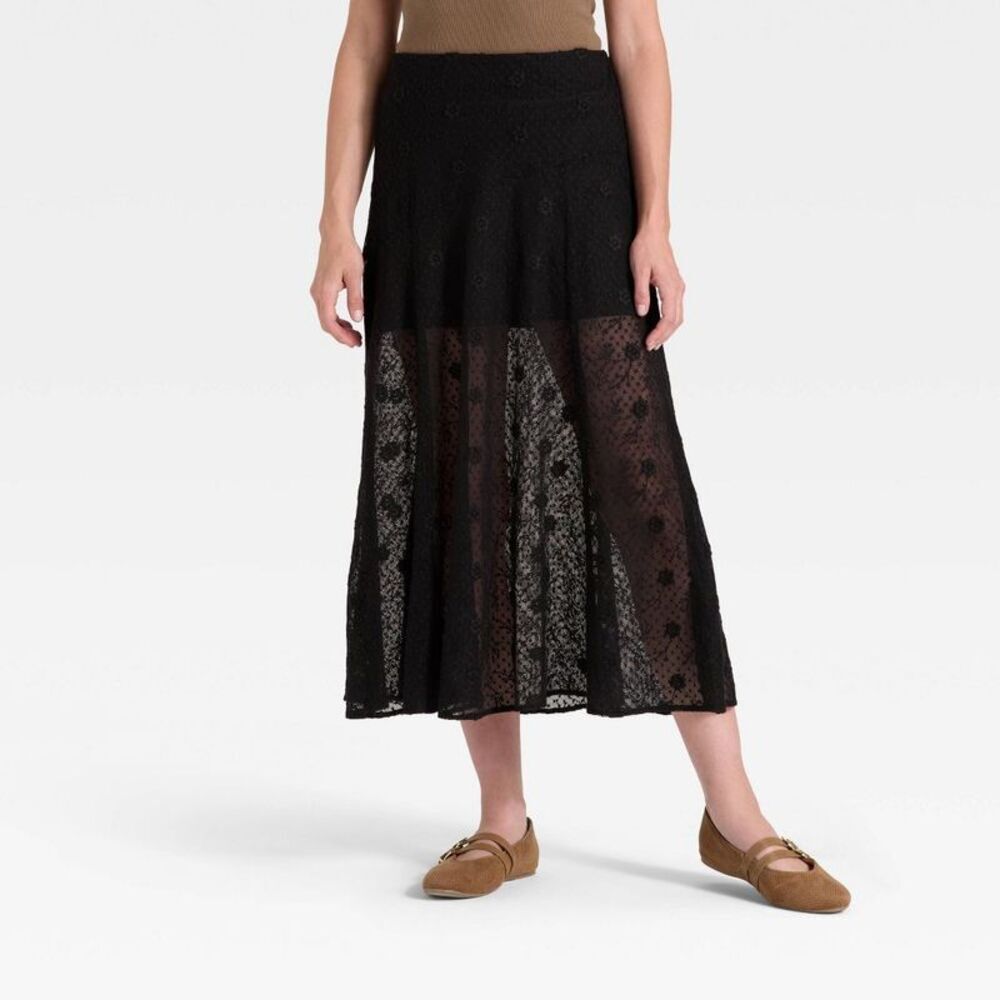 Universal Thread - Women's Lace Maxi A-Line Skirt - Universal Thread  Black